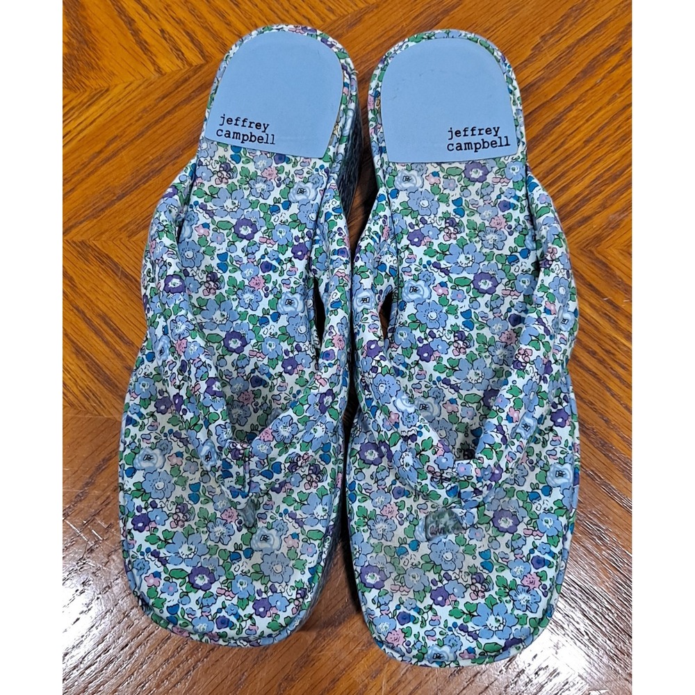 Jeffrey Campbell Luau Platform Flip Flop Sandals in Blue  Floral Size 9 - Picture 2 of 7